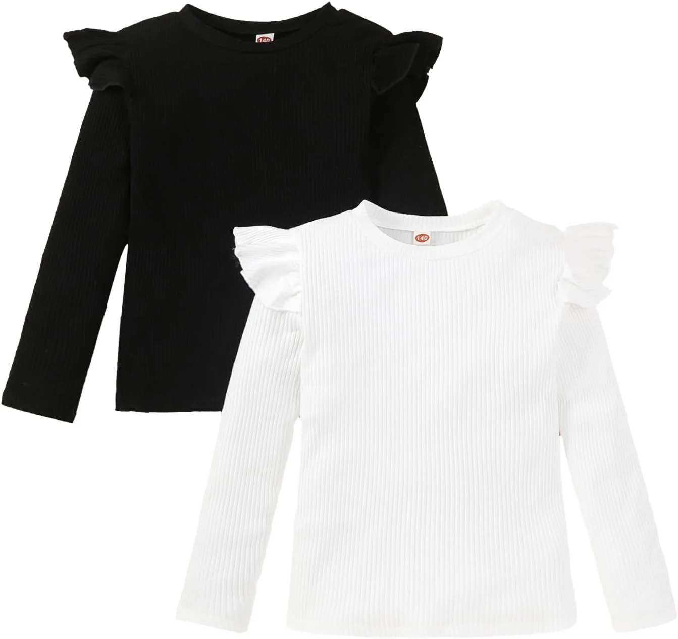 تی شرت های دخترانه بچه گانه آستین بلند چین دار، بلوز دنده ای دخترانه بچه گانه، لباس پاییزی دخترانه بچه گانه 2 عددی 12 ماهه تا 7 ساله