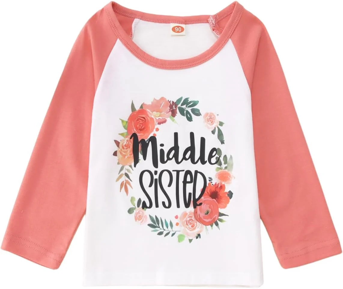 لباس ست خواهرانه AFUKUIA طرح گل، رامپر نوزادی خواهر کوچک و بلوز آستین بلند خواهر بزرگ، مناسب پاییز و زمستان