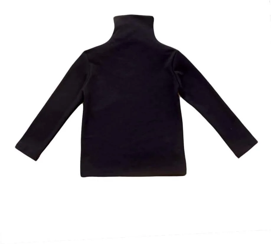 تی شرت یقه اسکی دخترانه آستین بلند، بلوز رنگ ثابت پایه ای مناسب کودکان 1 تا 5 سال