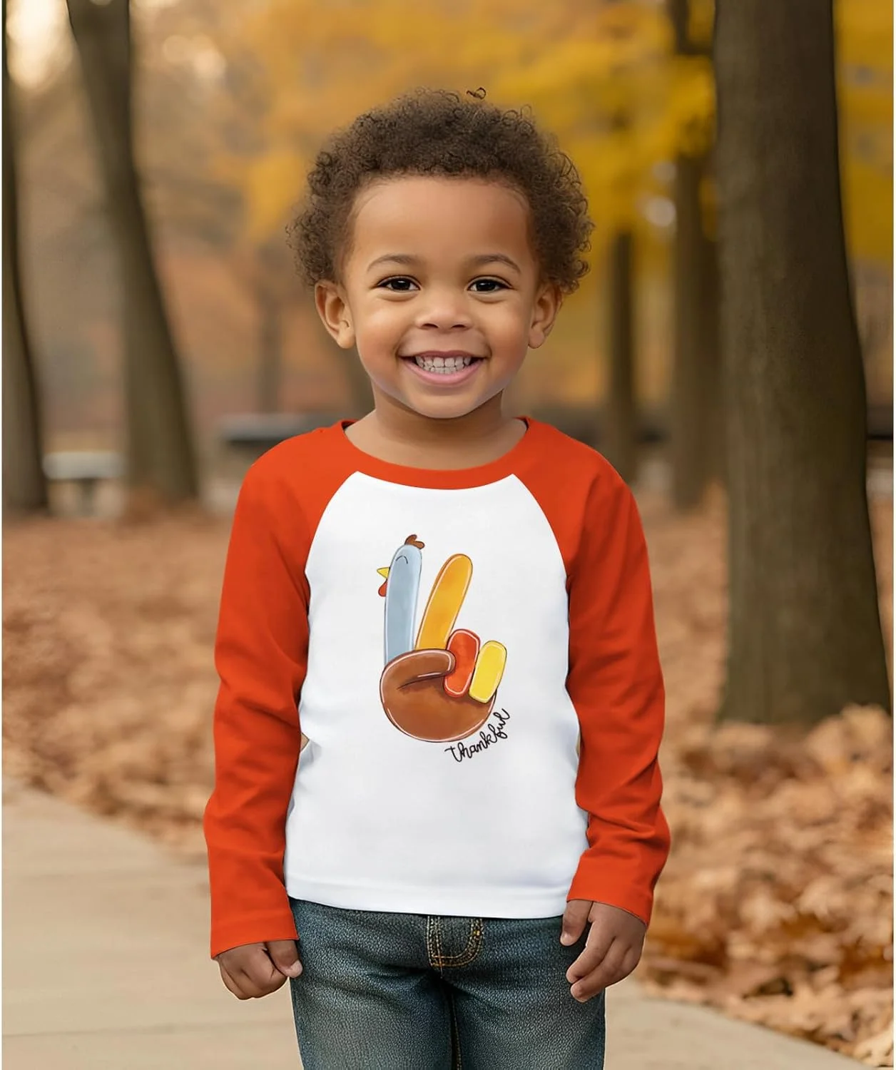 بلوز آستین بلند طرح بوقلمون مناسب پاییز و روز شکرگزاری کودک