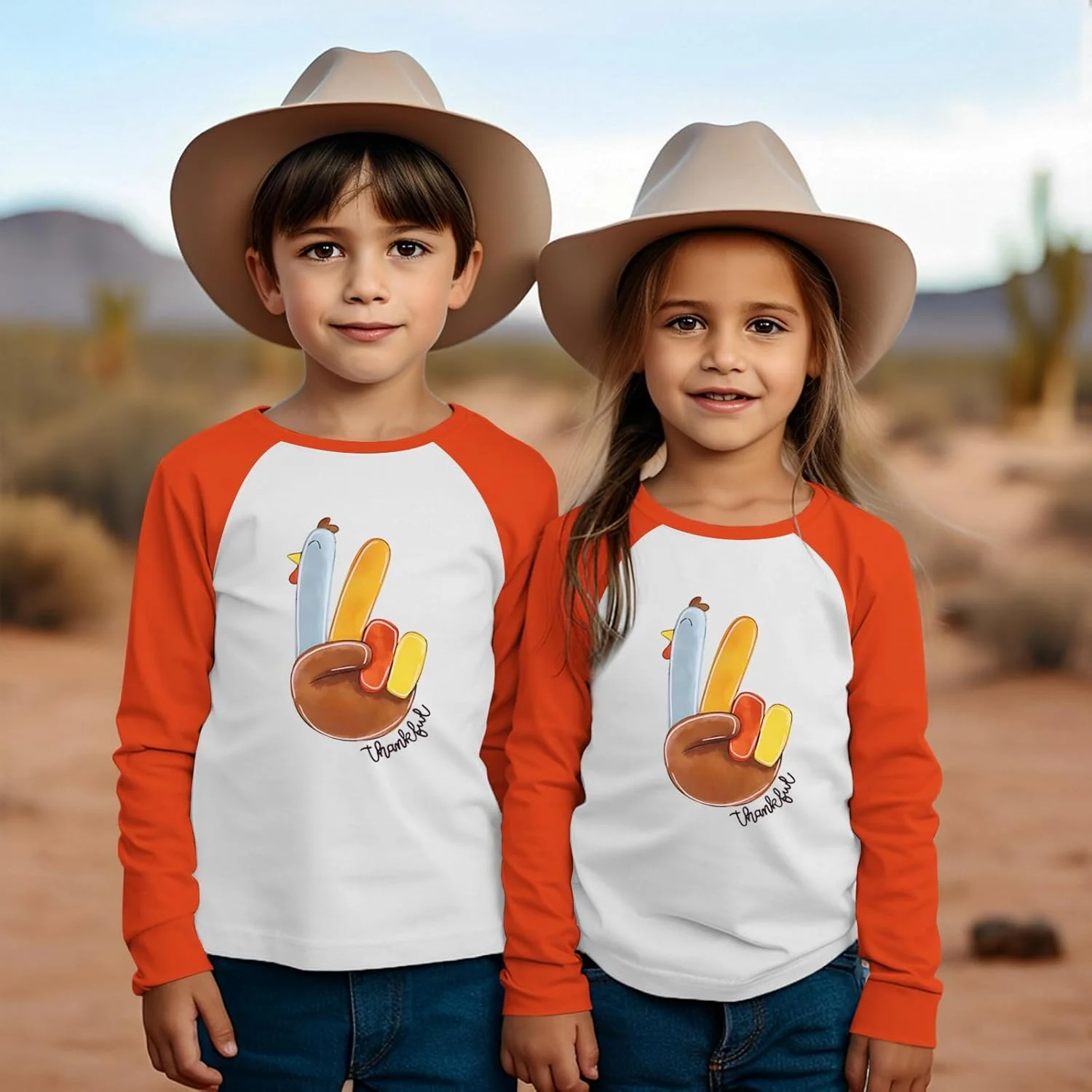 بلوز آستین بلند طرح بوقلمون مناسب پاییز و روز شکرگزاری کودک