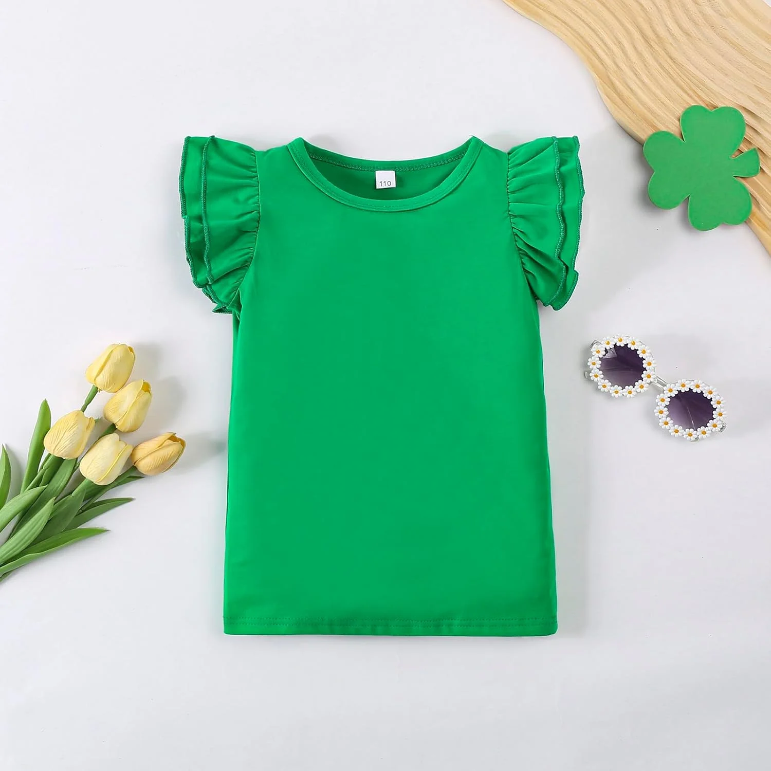 بلوز آستین کوتاه دخترانه بچه گانه یقه گرد چین دار - مناسب 12 ماه تا 7 سال بلوز آستین کوتاه دخترانه بچه گانه یقه گرد چین دار - مناسب 12 ماه تا 7 سال