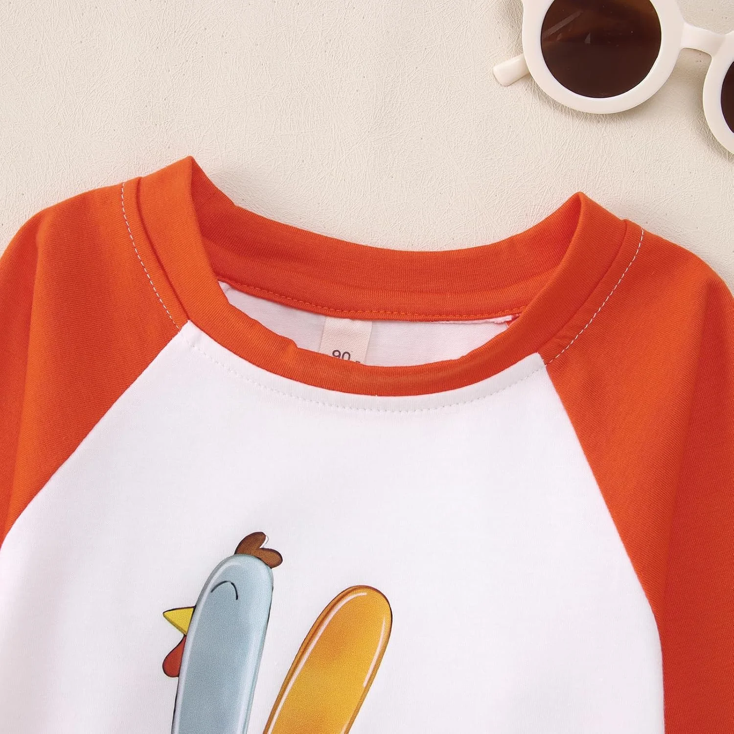 بلوز آستین بلند طرح بوقلمون مناسب پاییز و روز شکرگزاری کودک