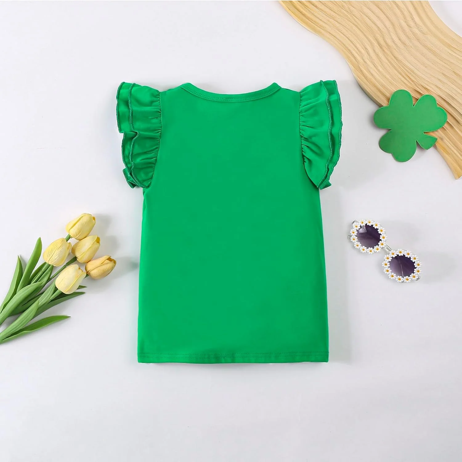 بلوز آستین کوتاه دخترانه بچه گانه یقه گرد چین دار - مناسب 12 ماه تا 7 سال بلوز آستین کوتاه دخترانه بچه گانه یقه گرد چین دار - مناسب 12 ماه تا 7 سال