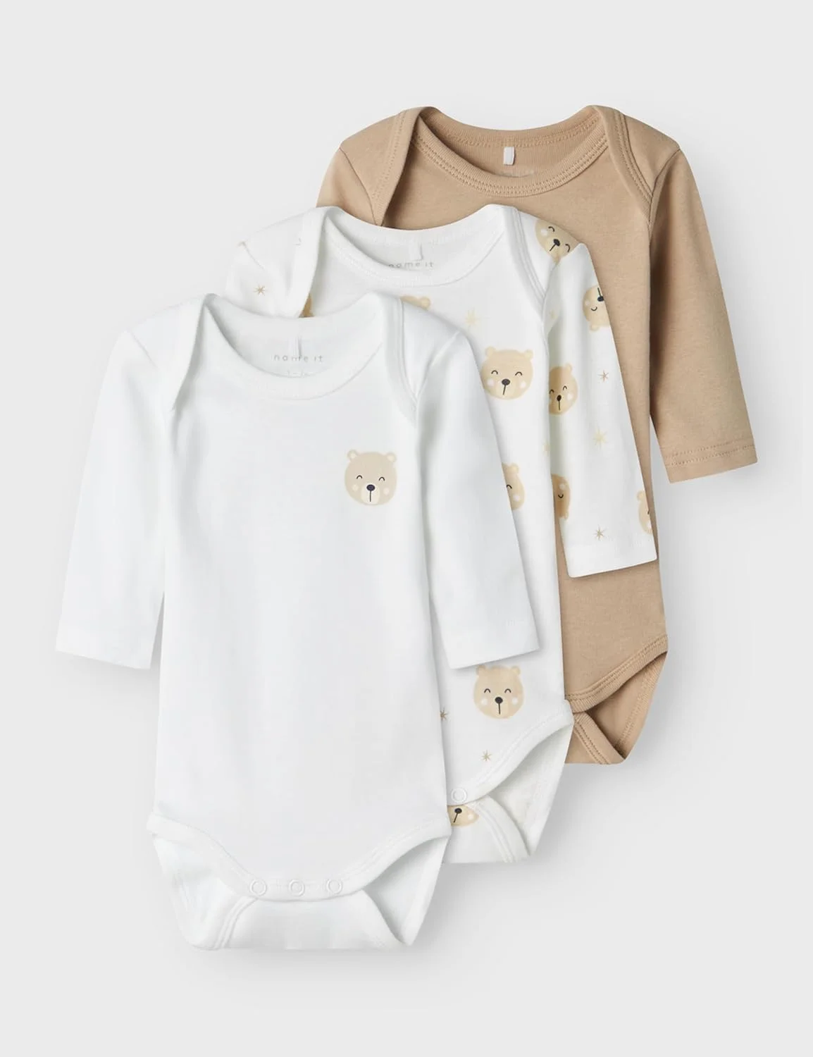 بادی نوزادی آستین بلند طرح خرس آکسفورد نیم ایت مدل NBNBODY 3P مناسب برای دختر و پسر