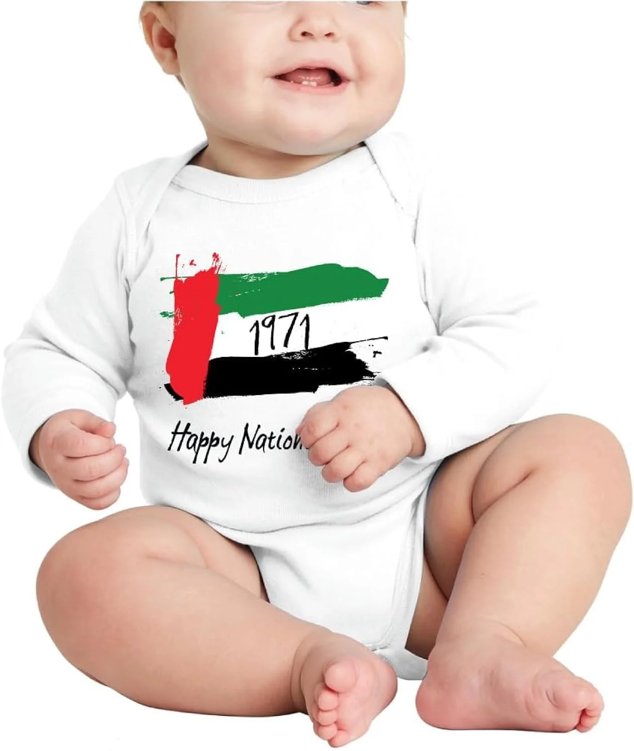 رامپر آستین بلند نوزادی با طرح روز ملی امارات - بادی آستین بلند پنبه ای نرم و راحت برای نوزادان و کودکان نوپا - لباس یکسره نوزادی مناسب پسران و دختران رامپر آستین بلند نوزادی با طرح روز ملی امارات - بادی آستین بلند پنبه ای نرم و راحت برای نوزادان و کودکان نوپا - لباس یکسره نوزادی مناسب پسران و دختران