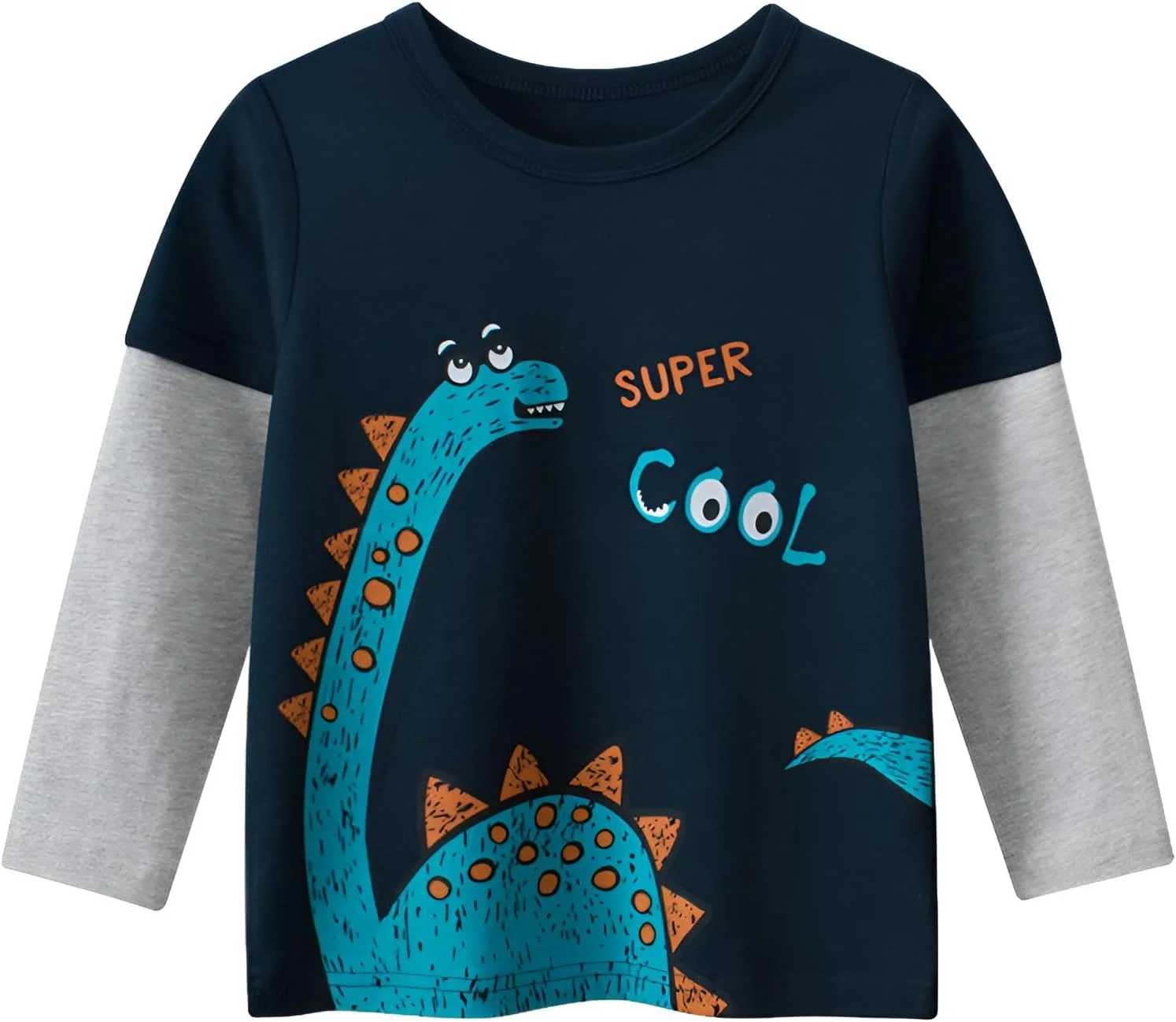 تی شرت راه راه پسرانه amropi، بسته 3 عددی، تی شرت آستین بلند پنبه ای طرح دایناسور برای 1 تا 8 سال