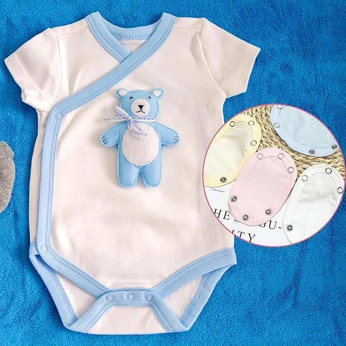 بسته 8 عددی افزایش دهنده سایز لباس نوزاد متسیزن، افزایش دهنده لباس زیر دکمه دار نوزاد برای لباس های زیر نوزادی و پوشک با قابلیت تنظیم، جلیقه رامپر پارچه نخی برای لباس های زیر نوزادی