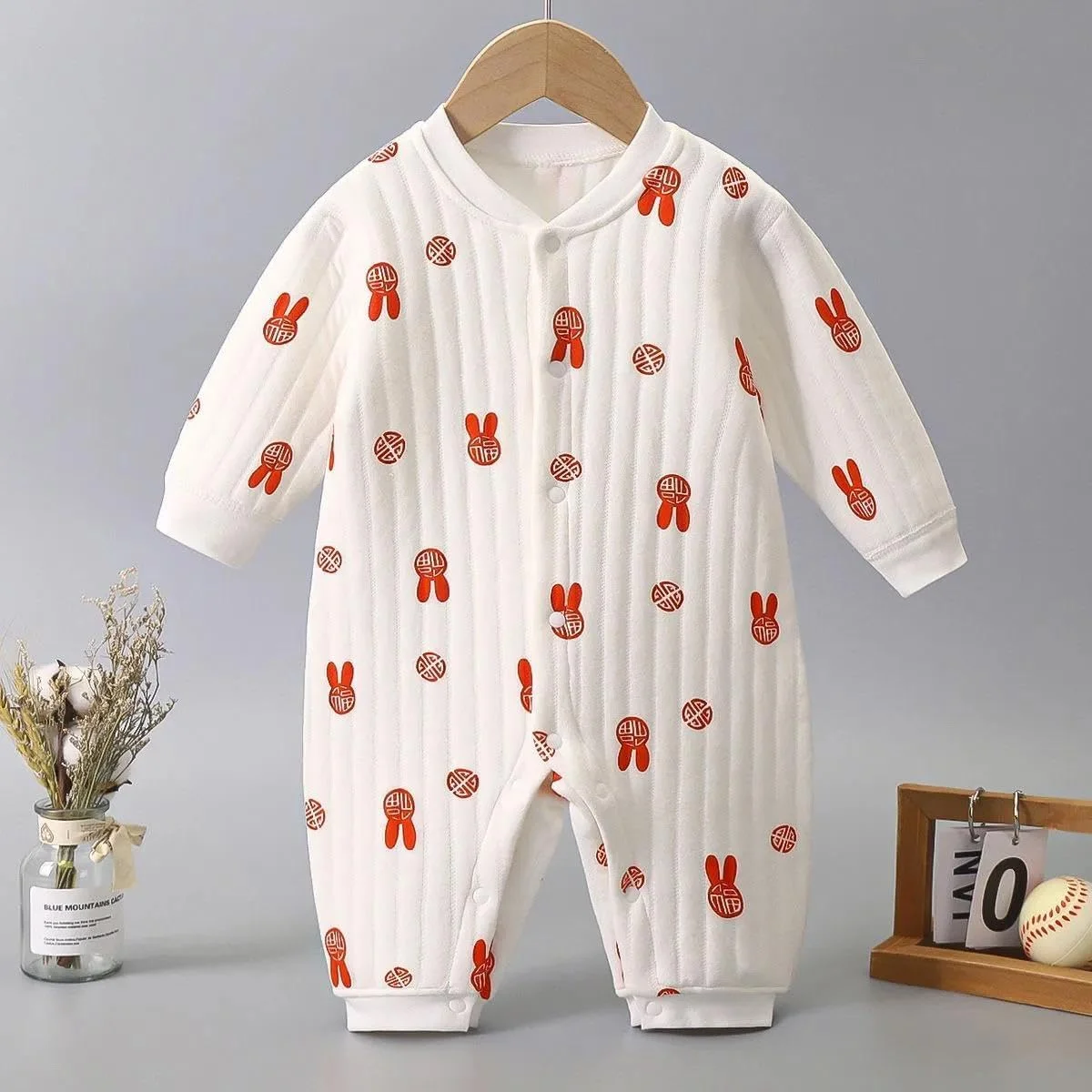 اورال گرم نوزادی EverModo، لباس یکسره نوزاد، طرح کارتونی، آستین بلند، مناسب فصل زمستان، از نوزادی تا 2 سال