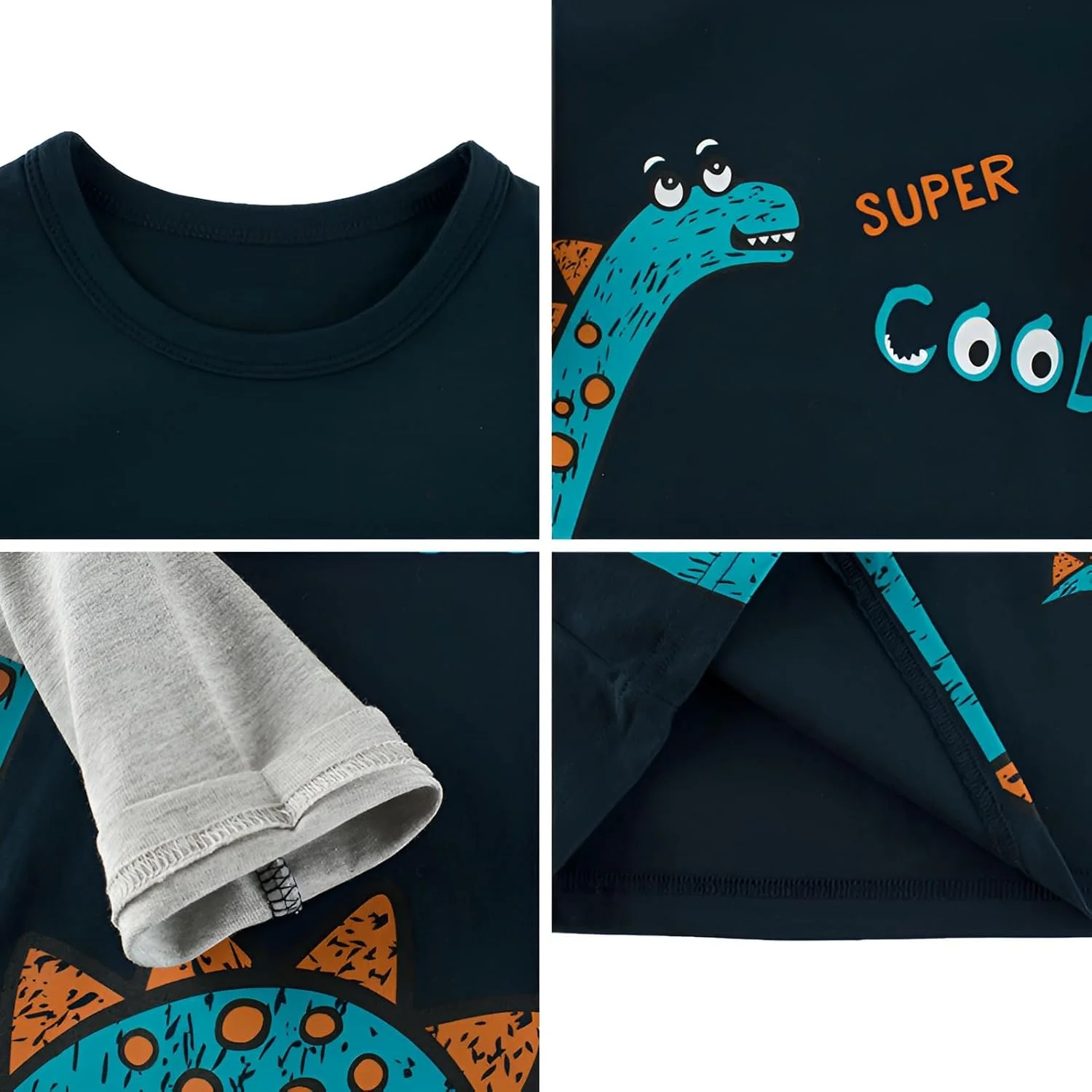 تی شرت راه راه پسرانه amropi، بسته 3 عددی، تی شرت آستین بلند پنبه ای طرح دایناسور برای 1 تا 8 سال