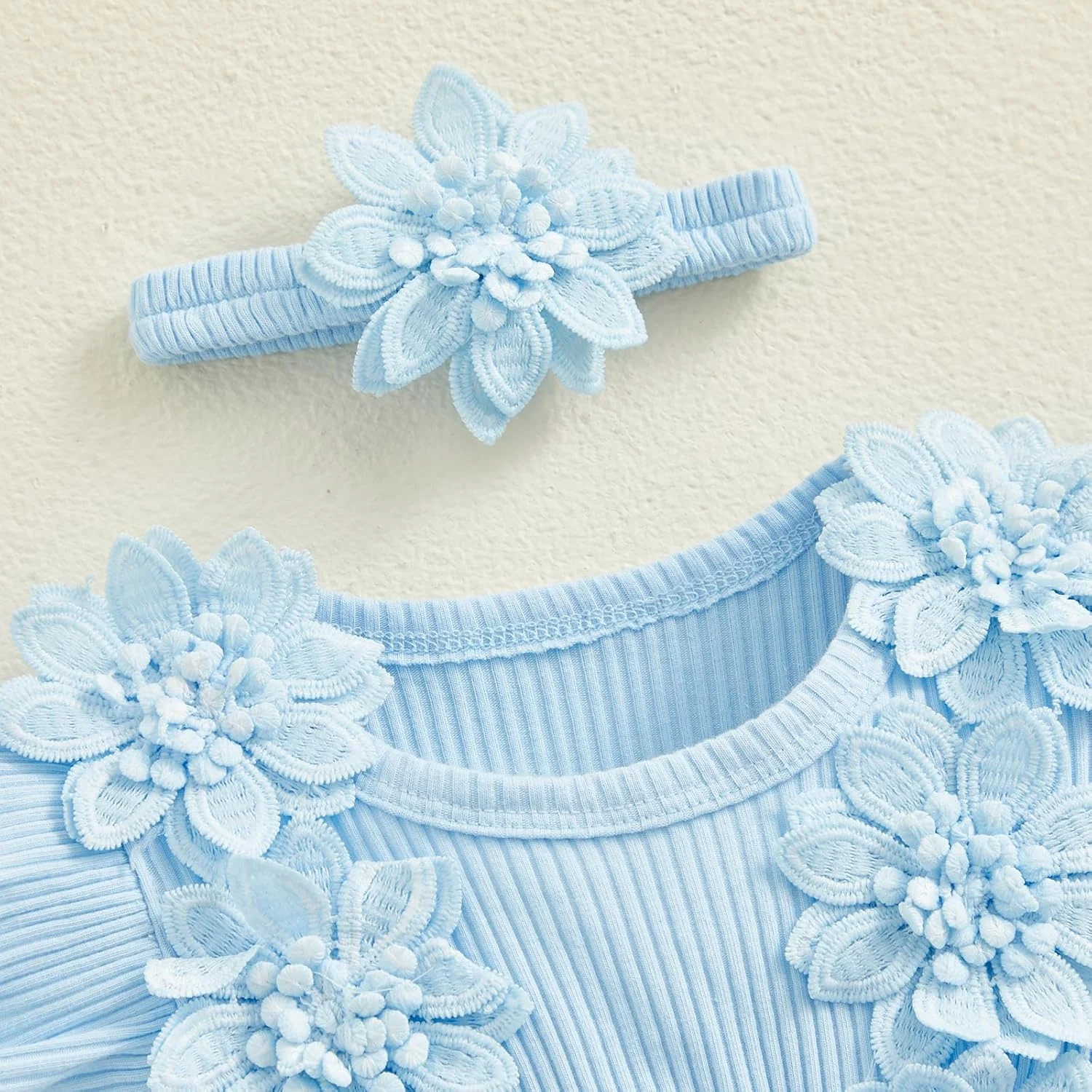 لباس نوزادی دخترانه MERSARIPHY، لباس‌های بوهو، رامپر توری چین‌دار، لباس سرهمی، لباس عکاسی