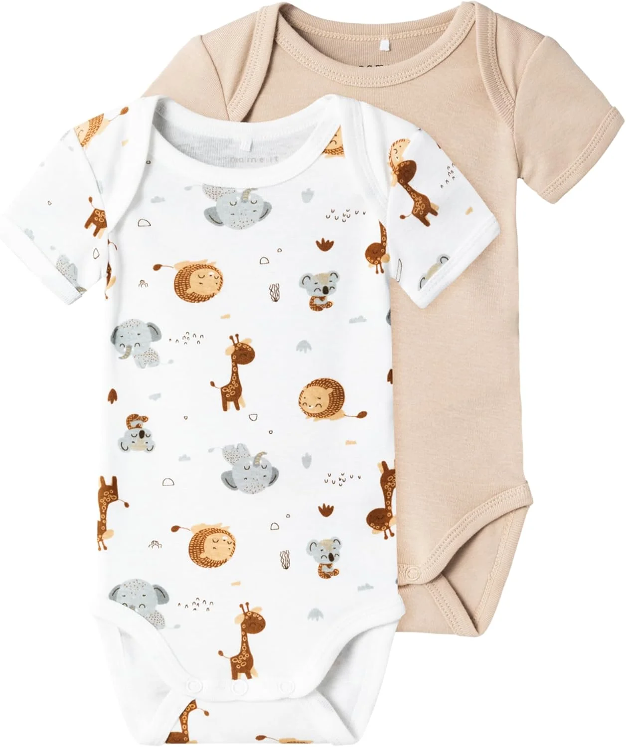 بادی آستین بلند نوزادی унисекс نیم ایت Nbnbody 2p ss بژ طرح حیوانات