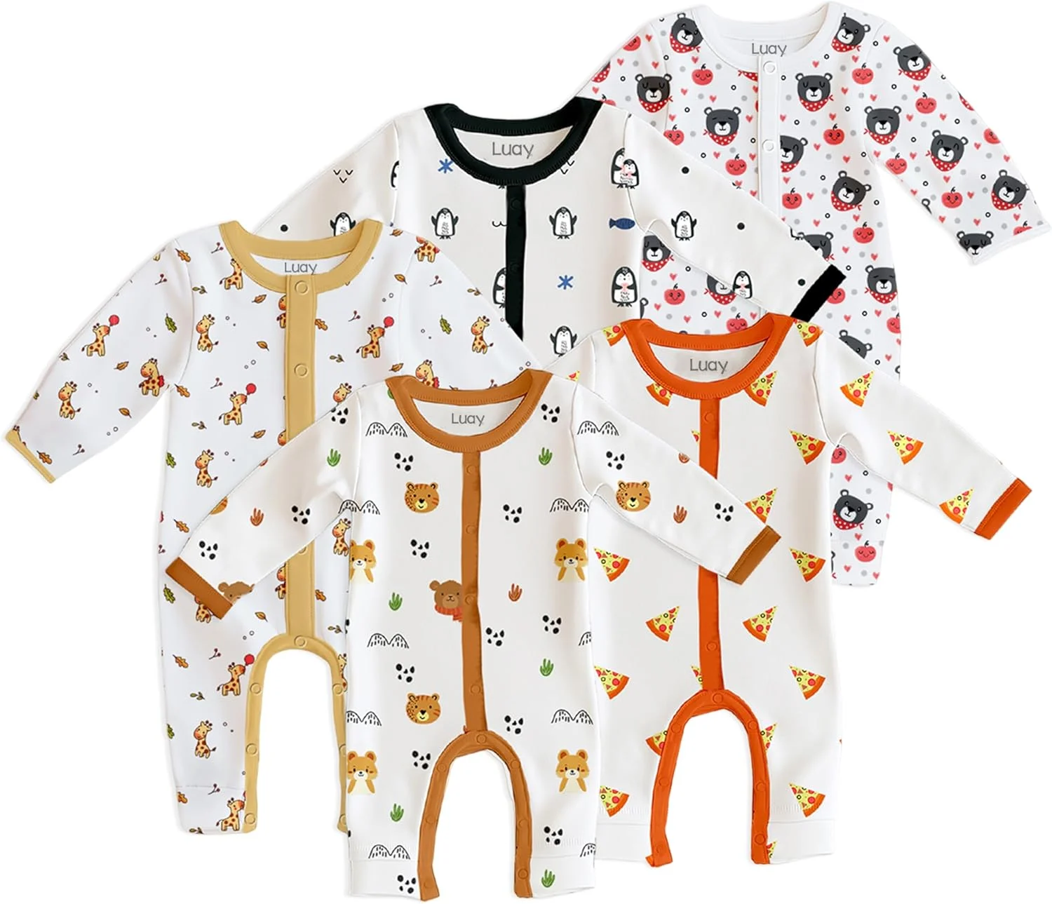 رامپر آستین بلند نخی 100% لوای، لباس خواب نوزادی دخترانه و پسرانه، 0-3 ماه | 3-6 ماه | 6-9 ماه | 9-12 ماه | 12-18 ماه | 18-24 ماه | لباس نوزاد _ موجود در طرح های مختلف