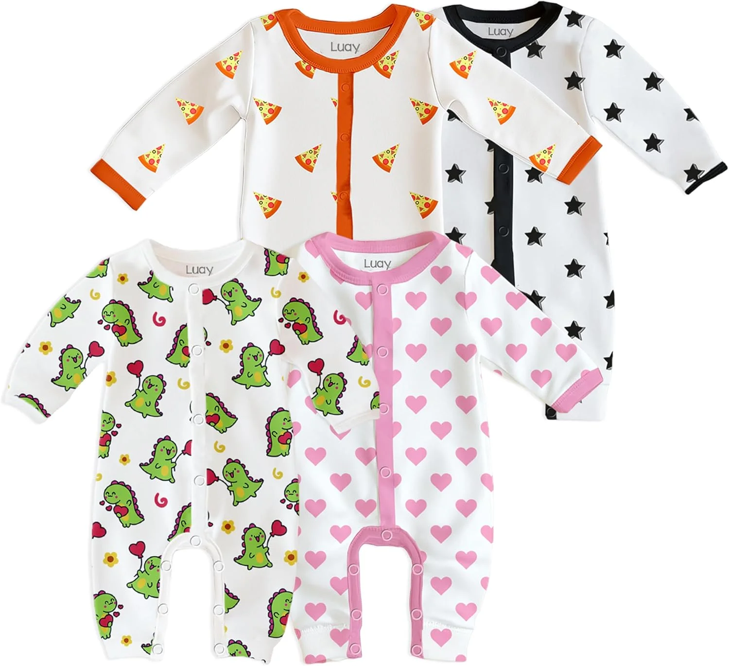 لباس سرهمی نخی آستین بلند طرح دار کودک لوای (بسته 4 عددی) مناسب دختران و پسران