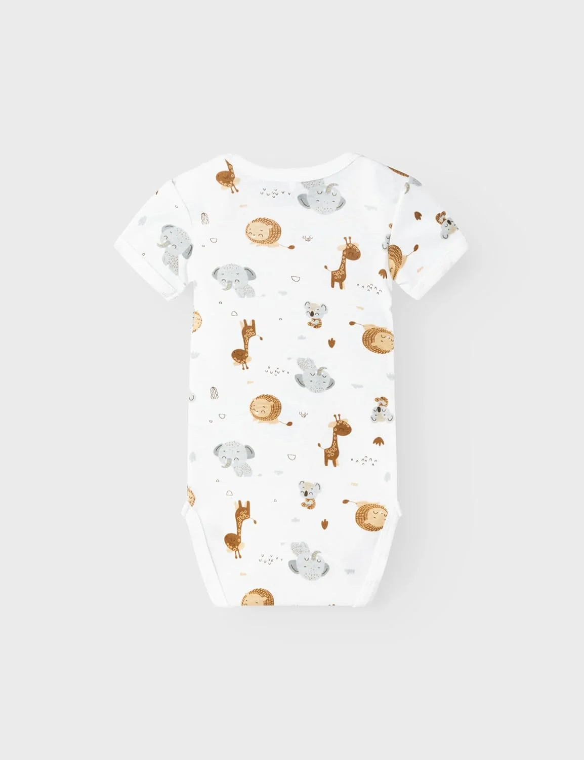 بادی آستین بلند نوزادی унисекс نیم ایت Nbnbody 2p ss بژ طرح حیوانات