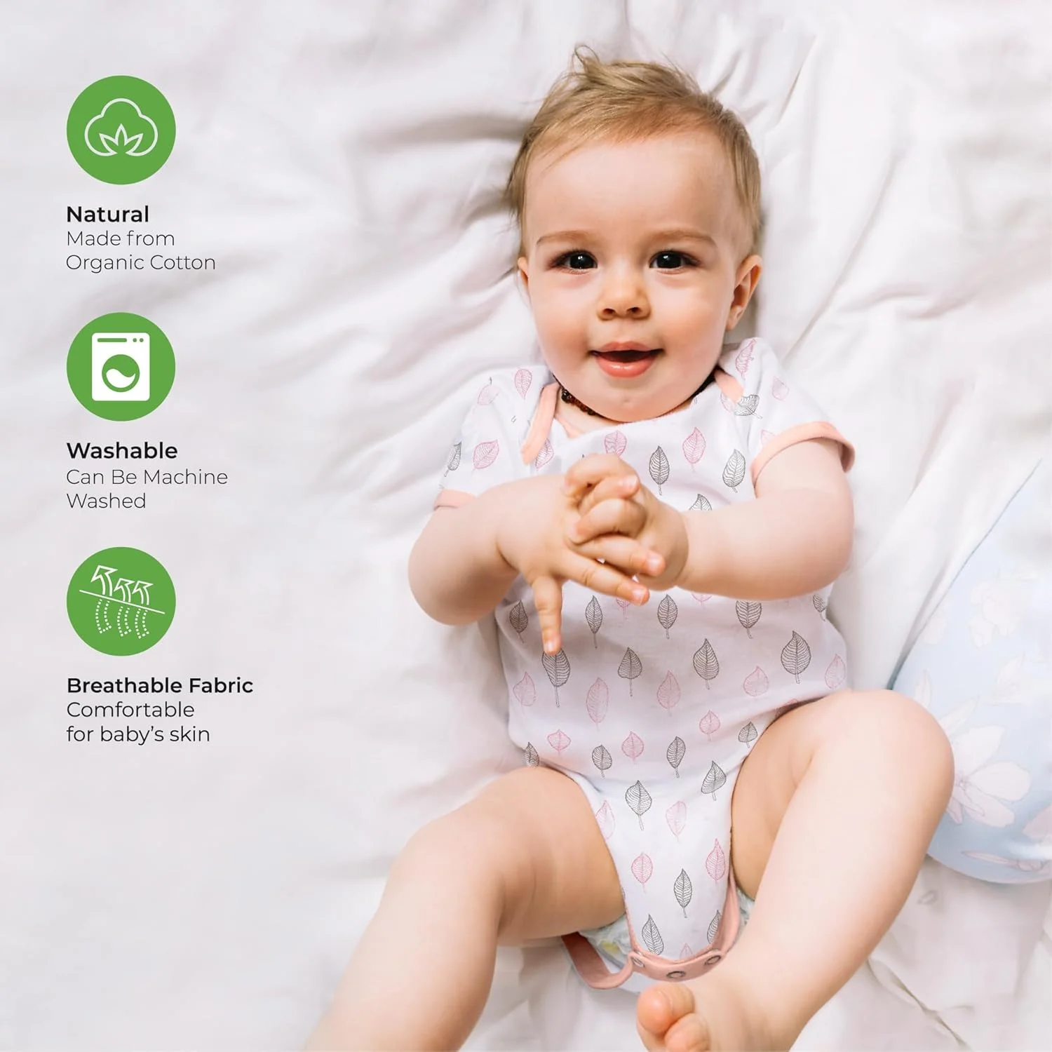 The Moon Brand Organic Baby Body Suit Set of 5 for Girls Cute Prints, Adorable Patterns – for 6-9 Months Half Sleeve, Pure Cotton Soft, Smooth, and Breathable Fabric.