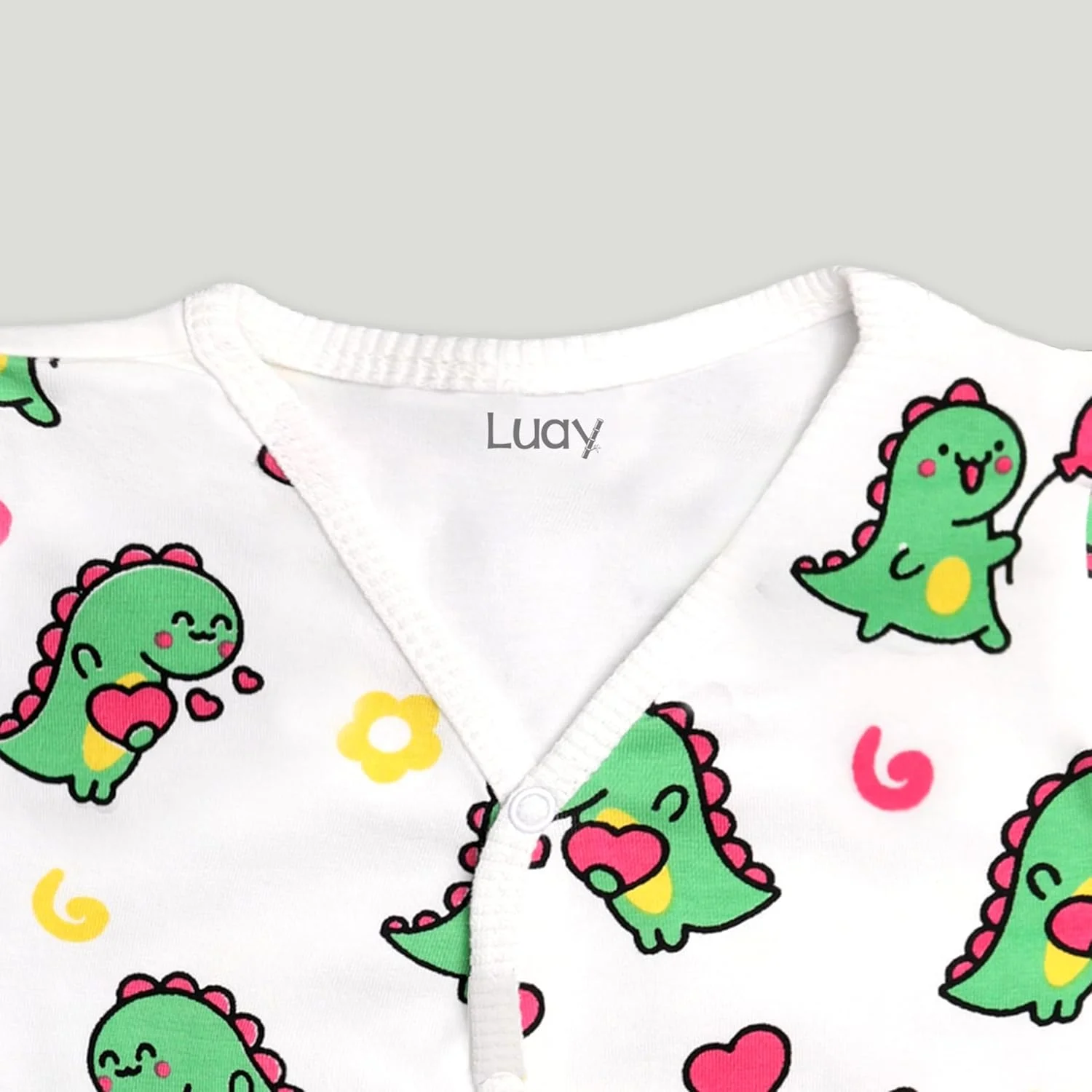 رامپر نوزادی لوای، 100% پنبه | لباس خواب آستین بلند نوزاد مناسب پسران و دختران | طرح پنگوئن، دایناسور، قلب، تدی، پیتزا | 0-24 ماه | لباس نوزادی نرم و تنفس پذیر