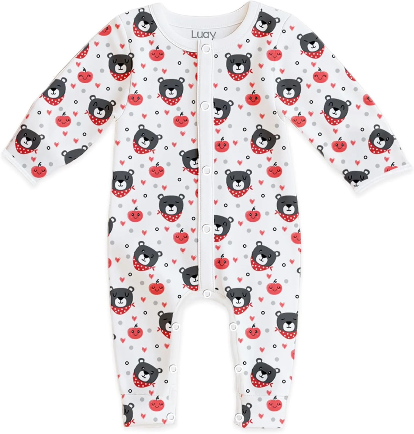 رامپر آستین بلند نخی 100% لوای، لباس خواب نوزادی دخترانه و پسرانه، 0-3 ماه | 3-6 ماه | 6-9 ماه | 9-12 ماه | 12-18 ماه | 18-24 ماه | لباس نوزاد _ موجود در طرح های مختلف