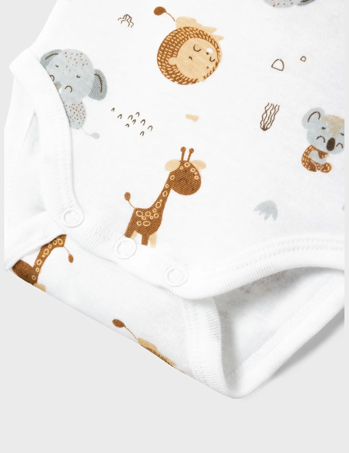 بادی آستین بلند نوزادی унисекс نیم ایت Nbnbody 2p ss بژ طرح حیوانات