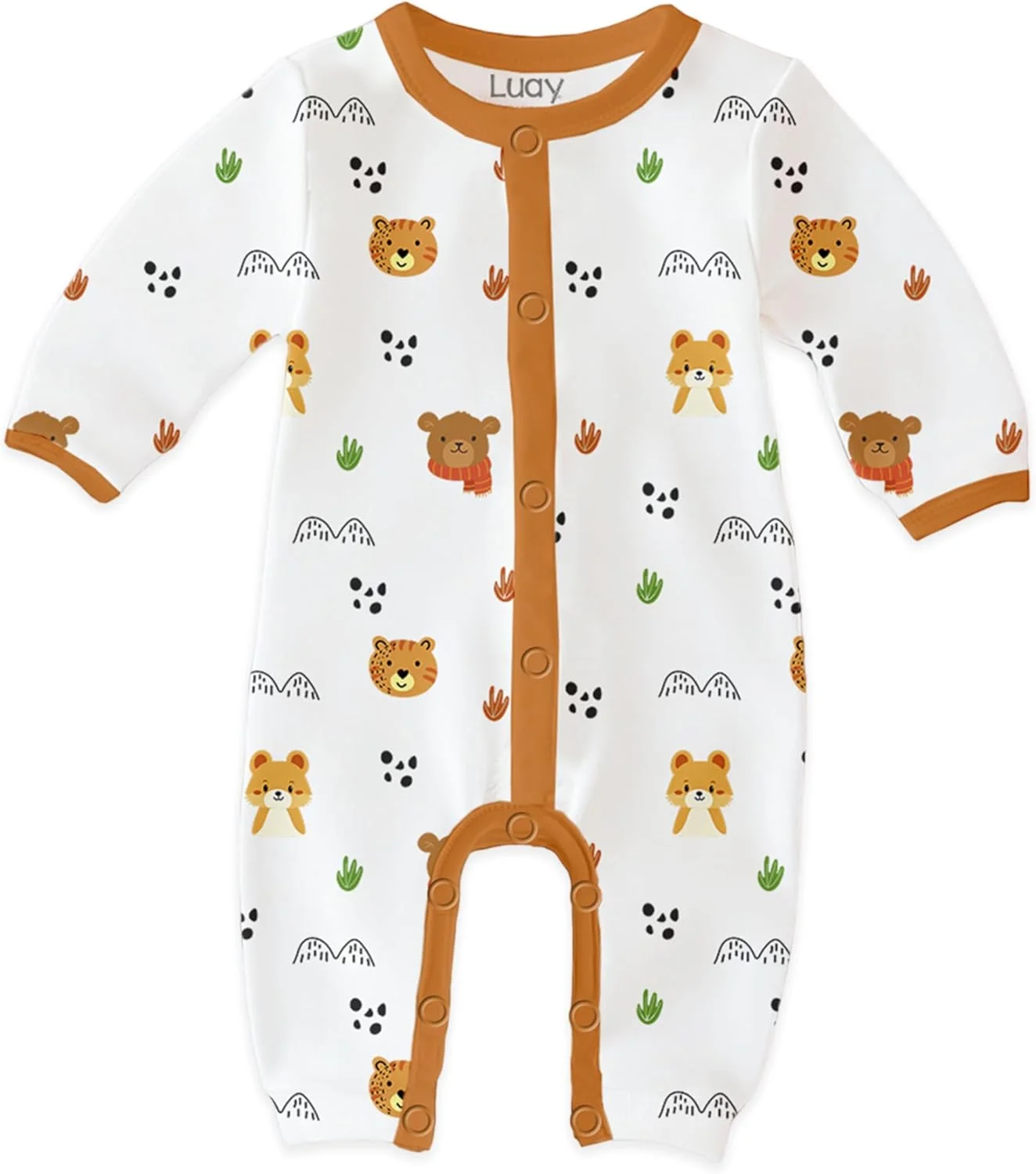 رامپر آستین بلند نخی 100% لوای، لباس خواب نوزادی دخترانه و پسرانه، 0-3 ماه | 3-6 ماه | 6-9 ماه | 9-12 ماه | 12-18 ماه | 18-24 ماه | لباس نوزاد _ موجود در طرح های مختلف