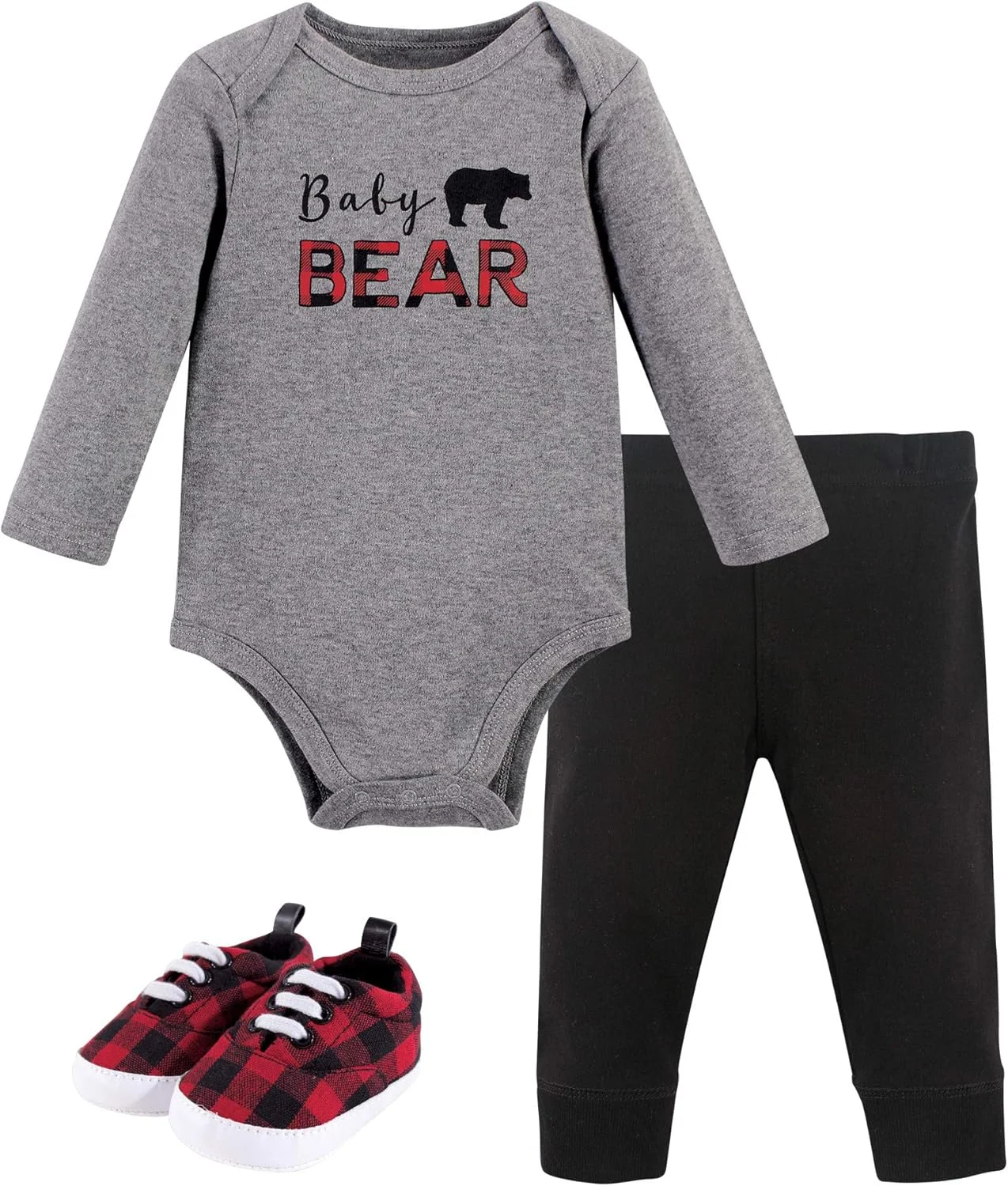 ست سه تکه لباس نوزادی Little Treasure شامل بادی، شلوار و کفش طرح خرس