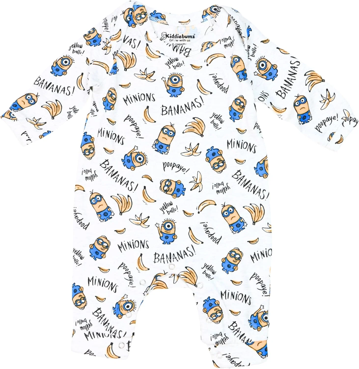 رامپر نوزادی یونیسکس کیدیبامز، طرح مینیونها، پارچه نرم 100% پنبه، بادی آستین بلند، لباس راحت نوزاد، سرهمی برای نوزادان پسر و دختر (0-12 ماه) رامپر نوزادی یونیسکس کیدیبامز، طرح مینیونها، پارچه نرم 100% پنبه، بادی آستین بلند، لباس راحت نوزاد، سرهمی برای نوزادان پسر و دختر (0-12 ماه)