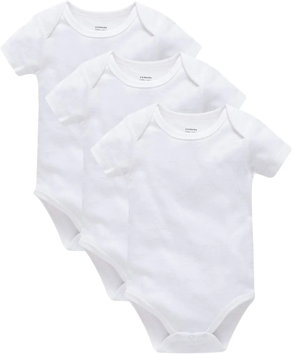 بادی آستین کوتاه نوزادی کاوکس، زیرپوش نرم پنبه ای، بسته 3 عددی، 0-24 ماه