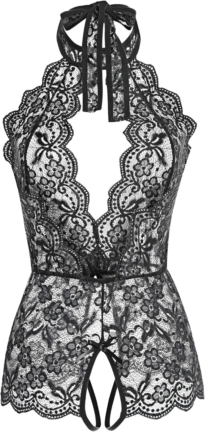 لباس زیر زنانه، تدی بادی یک تکه یقه هالتر وی عمیق