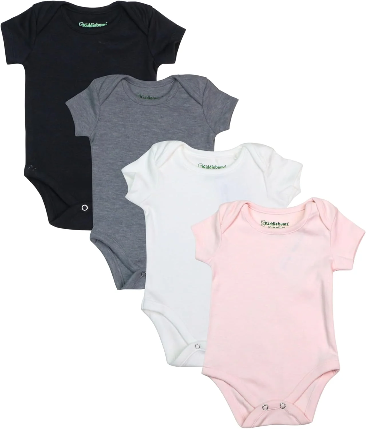 رامپر نوزادی کیدی بامز، رنگ های ساده، ست 4 عددی، 100% پنبه نرم، آستین کوتاه، لباس یکسره برای نوزادان پسر و دختر (0-12 ماه)