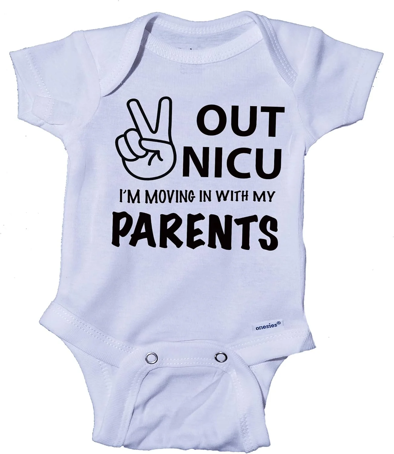 لباس نوزادی طرح Ink Trendz Peace Out NICU I'm Going Home With My Parents - لباس یک تکه نوزادی لباس نوزادی طرح Ink Trendz Peace Out NICU I'm Going Home With My Parents - لباس یک تکه نوزادی