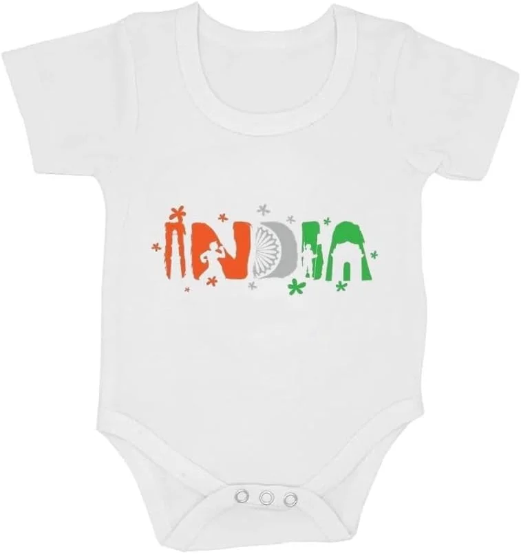 رامپر نوزادی طرح چاپی هند - رامپر با پارچه نرم 100% پنبه - بادی آستین کوتاه نوزادی برای پسران و دختران - مناسب برای نوزاد تازه متولد شده - لباس روزمره برای نوزادان