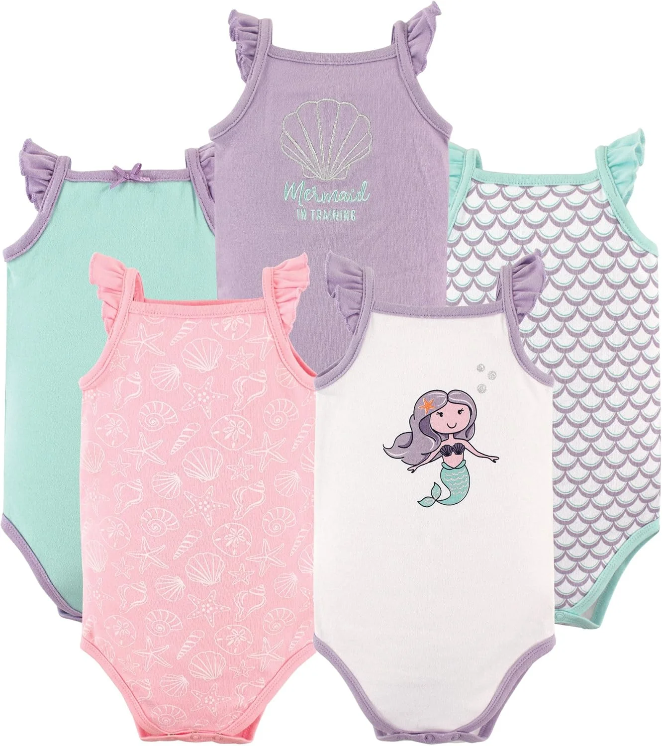 لباس زیر نوزادی بدون آستین پنبه ای هادسون بیبی - بسته 5 عددی لباس زیر نوزادی بدون آستین پنبه ای هادسون بیبی - بسته 5 عددی