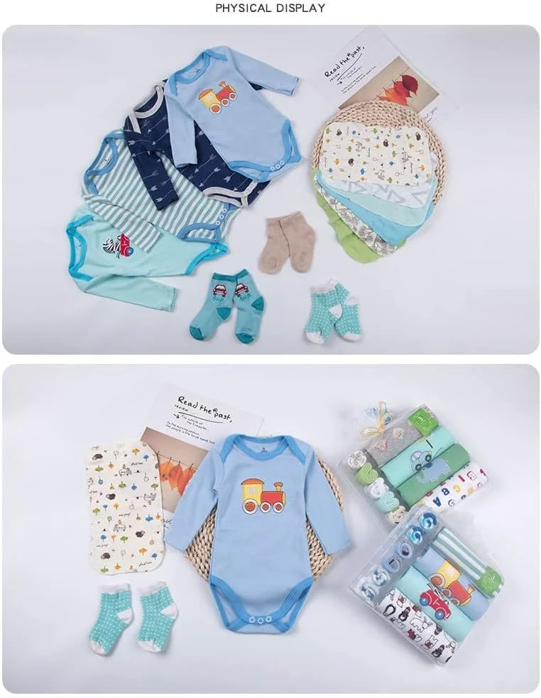 ست لباس نوزادی پسرانه HALAYAYA شامل 4 بادی آستین بلند و 3 جفت جوراب، ست هدیه نوزاد، رنگ تصادفی (پسرانه (3-6 ماه)) ست لباس نوزادی پسرانه HALAYAYA شامل 4 بادی آستین بلند و 3 جفت جوراب، ست هدیه نوزاد، رنگ تصادفی (پسرانه (3-6 ماه))