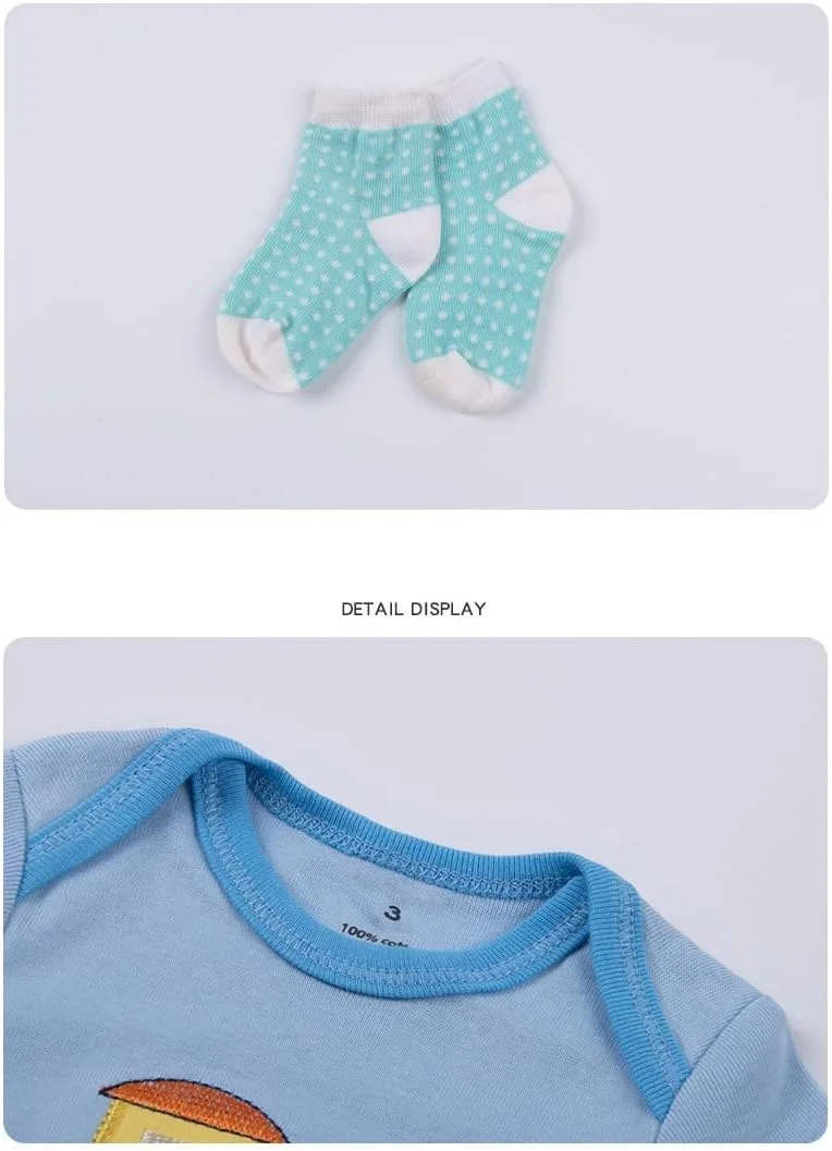 ست لباس نوزادی پسرانه HALAYAYA شامل 4 بادی آستین بلند و 3 جفت جوراب، ست هدیه نوزاد، رنگ تصادفی (پسرانه (3-6 ماه)) ست لباس نوزادی پسرانه HALAYAYA شامل 4 بادی آستین بلند و 3 جفت جوراب، ست هدیه نوزاد، رنگ تصادفی (پسرانه (3-6 ماه))