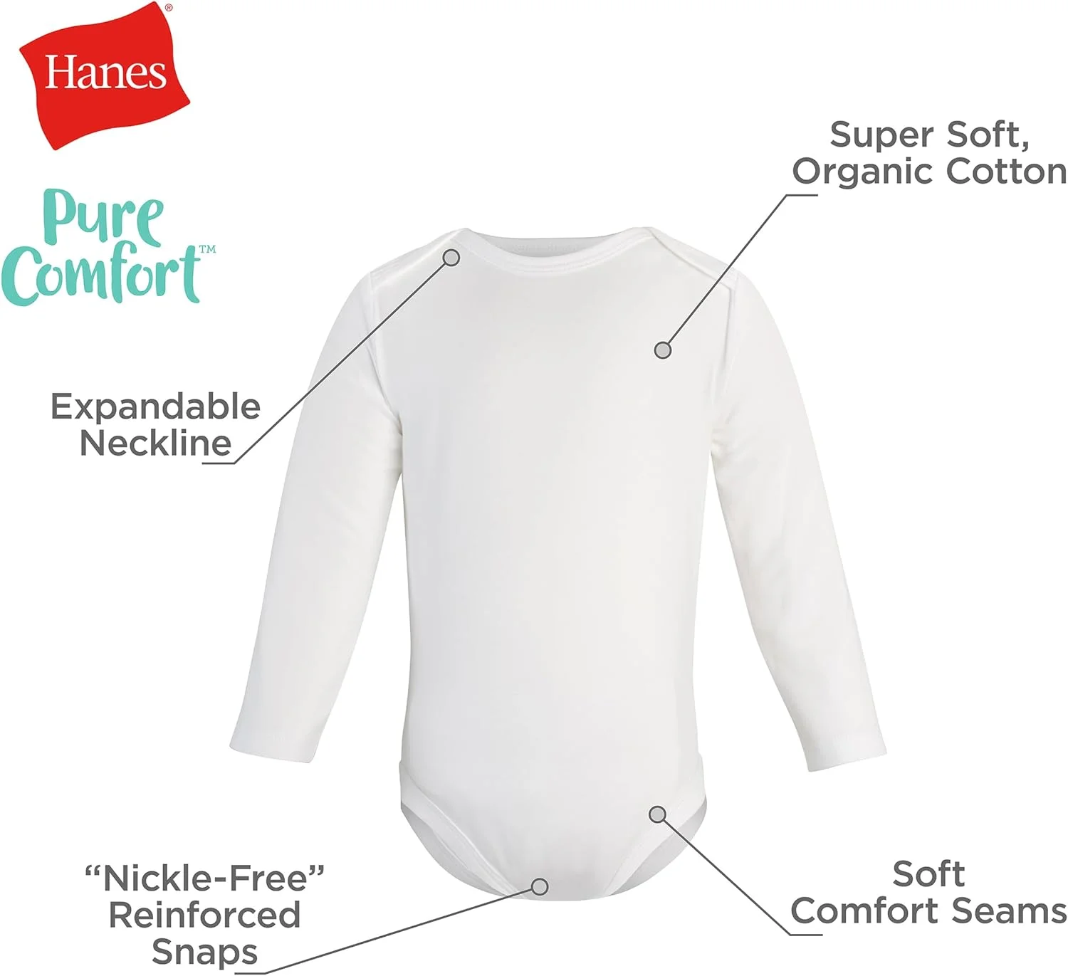 لباس زیر دکمه دار آستین بلند نوزادی Hanes Pure Comfort، لباس زیر نوزادی، پسرانه و دخترانه، ست تی شرت 3 عددی نوزاد و کودک نوپا (بسته 3 عددی) لباس زیر دکمه دار آستین بلند نوزادی Hanes Pure Comfort، لباس زیر نوزادی، پسرانه و دخترانه، ست تی شرت 3 عددی نوزاد و کودک نوپا (بسته 3 عددی)