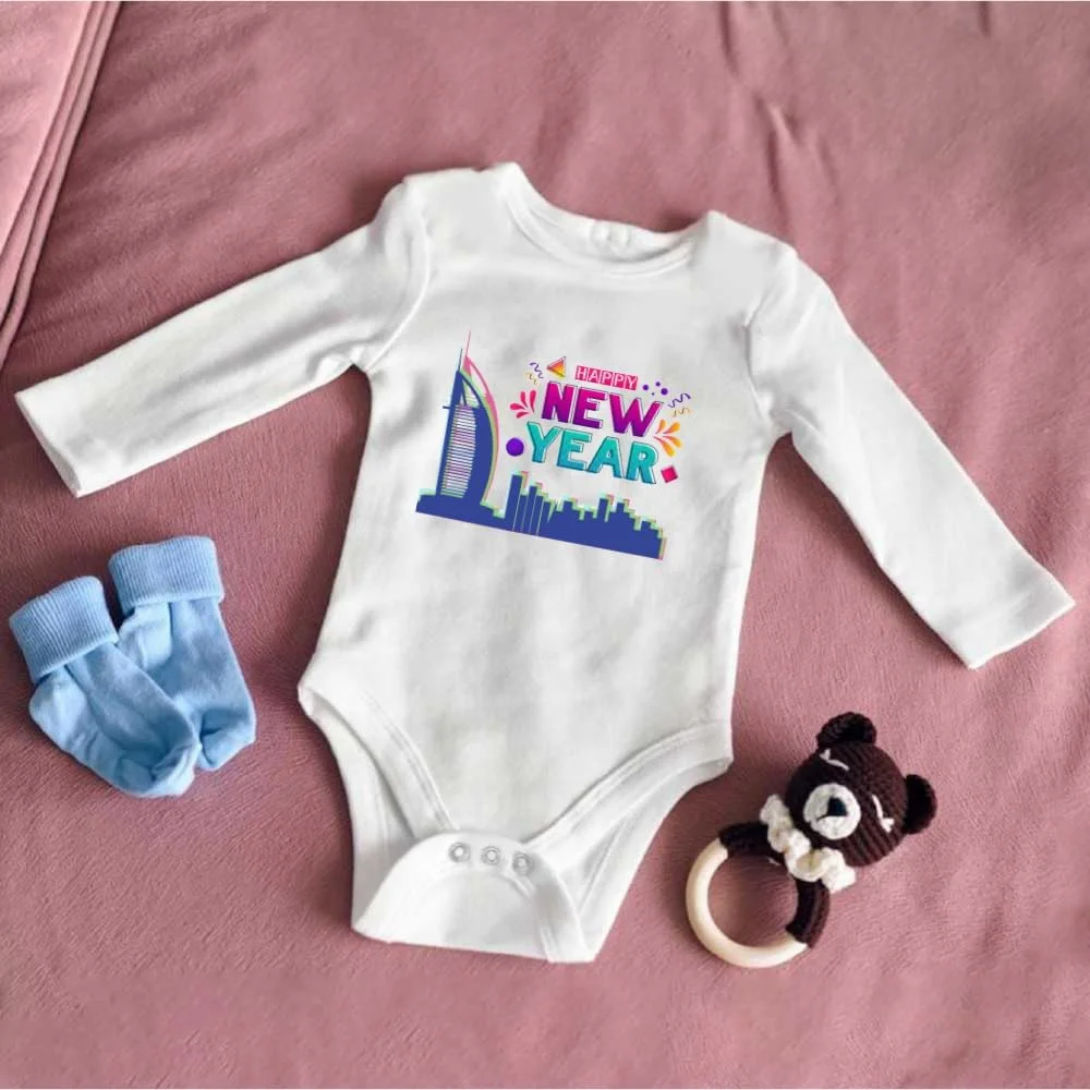 لباس سرهمی آستین بلند نوزادی طرح سال نو مبارک در دبی - لباس نوزادی برای سال نو در دبی - لباس سال نو نوزاد - هدیه برای نوزادان و کودکان نوپا لباس سرهمی آستین بلند نوزادی طرح سال نو مبارک در دبی - لباس نوزادی برای سال نو در دبی - لباس سال نو نوزاد - هدیه برای نوزادان و کودکان نوپا