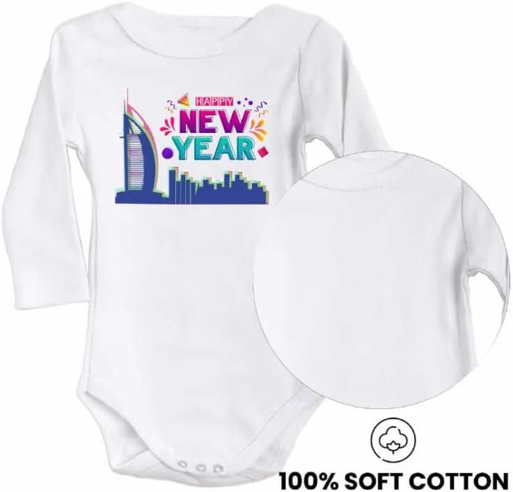 لباس سرهمی آستین بلند نوزادی طرح سال نو مبارک در دبی - لباس نوزادی برای سال نو در دبی - لباس سال نو نوزاد - هدیه برای نوزادان و کودکان نوپا لباس سرهمی آستین بلند نوزادی طرح سال نو مبارک در دبی - لباس نوزادی برای سال نو در دبی - لباس سال نو نوزاد - هدیه برای نوزادان و کودکان نوپا