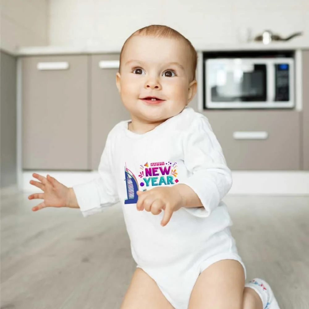 لباس سرهمی آستین بلند نوزادی طرح سال نو مبارک در دبی - لباس نوزادی برای سال نو در دبی - لباس سال نو نوزاد - هدیه برای نوزادان و کودکان نوپا لباس سرهمی آستین بلند نوزادی طرح سال نو مبارک در دبی - لباس نوزادی برای سال نو در دبی - لباس سال نو نوزاد - هدیه برای نوزادان و کودکان نوپا