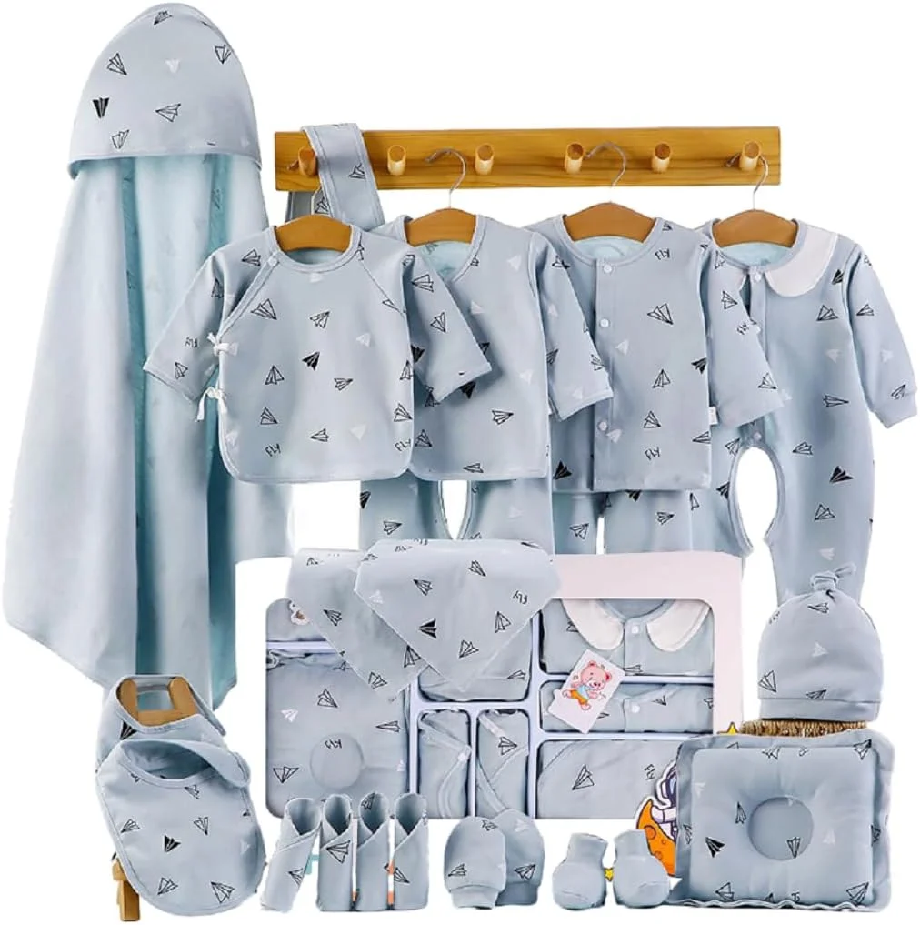 ست هدیه نوزادی HALAYAYA® ست لباس نوزادی هدیه لباس نوزاد دخترانه پسرانه پنبه ممتاز ست لوازم جانبی لباس نوزاد مناسب برای نوزاد تا 3 ماهگی