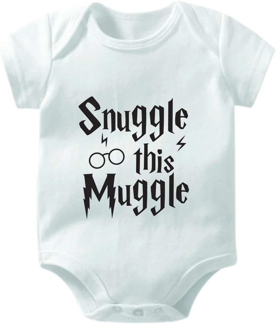 Giftmate رامپر نخی آستین کوتاه طرح هری پاتر سفید یقه گرد مناسب نوزادان دختر و پسر | سایز 6-12 ماه