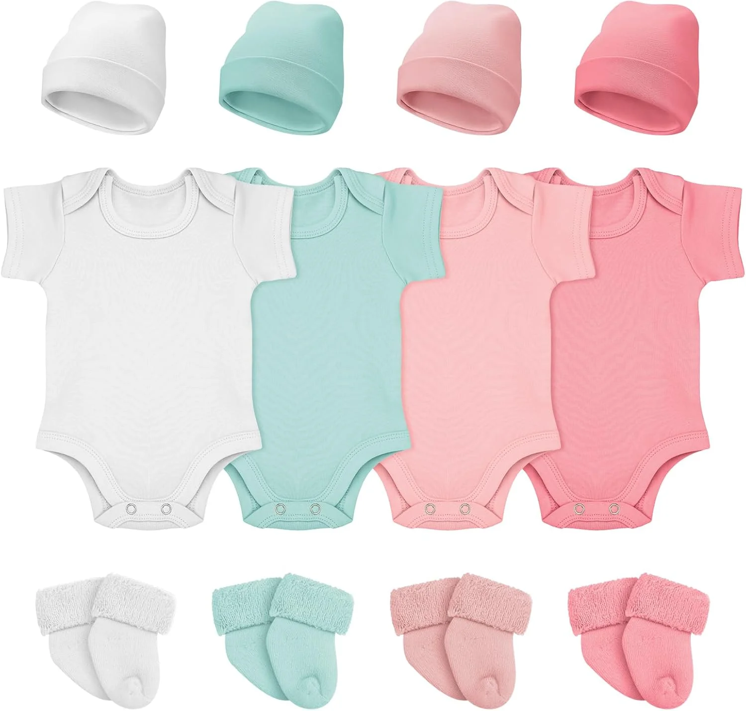 ست لباس نوزادی 4 تکه Glitopper - شامل بادی، لباس، کلاه و جوراب برای نوزاد نارس