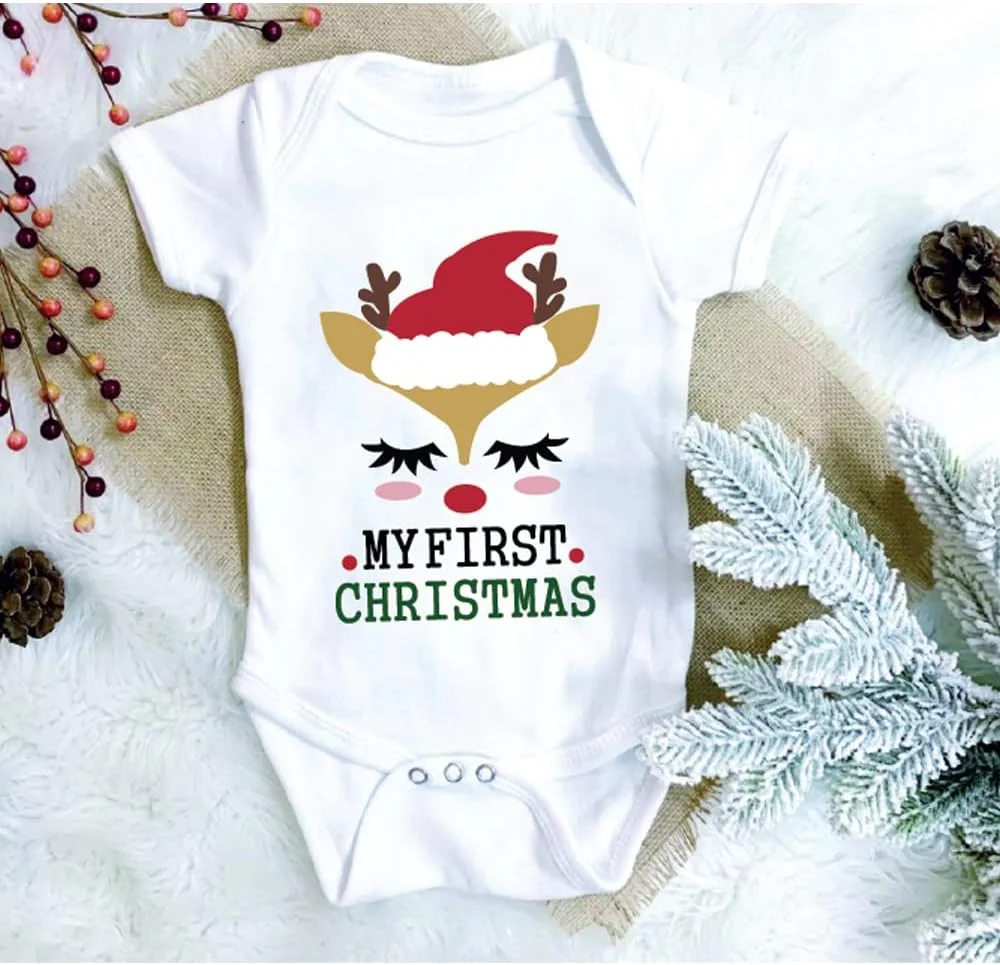 Giftmate لباس سرهمی نخی آستین کوتاه یقه گرد طرح گوزن کریسمس اول من برای نوزادان دخترانه و پسرانه | لباس سرهمی نوزاد | جامپسوت نوزاد | لباس سرهمی برای نوزادان دخترانه و پسرانه | لباس نوزادی Giftmate لباس سرهمی نخی آستین کوتاه یقه گرد طرح گوزن کریسمس اول من برای نوزادان دخترانه و پسرانه | لباس سرهمی نوزاد | جامپسوت نوزاد | لباس سرهمی برای نوزادان دخترانه و پسرانه | لباس نوزادی