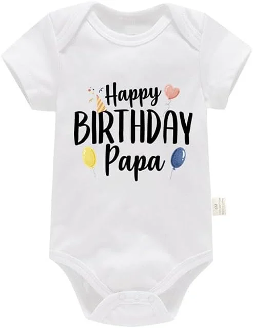 بادی نوزادی طرح "تولد مبارک بابا" پیک-اِ-جوی، لباس پنبه ای، سفید بادی نوزادی طرح "تولد مبارک بابا" پیک-اِ-جوی، لباس پنبه ای، سفید