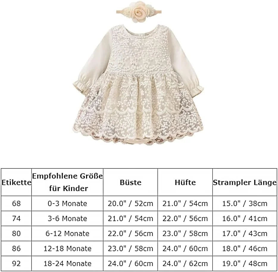 لباس سرهمی توری آستین بلند نوزادی دخترانه Azonee، لباس توری چین دار، لباس توله سگ برای اولین جشن تولد، لباس یک تکه، بادی با گل سر لباس سرهمی توری آستین بلند نوزادی دخترانه Azonee، لباس توری چین دار، لباس توله سگ برای اولین جشن تولد، لباس یک تکه، بادی با گل سر
