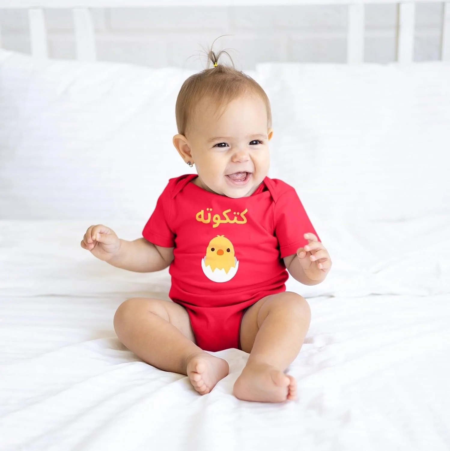 ست 3 عددی بادی آستین کوتاه نخی بچگانه با طرح نوشته عربی