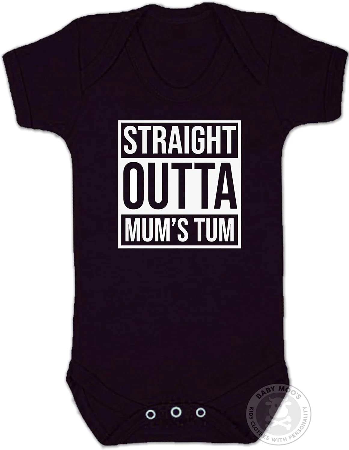 سرهمی خنده دار نوزاد طرح "مستقیم از شکم مادر" | مناسب پسر و دختر | جلیقه/بادی نوزادی با الهام از هیپ هاپ رپ NWA - هدیه نوزاد، هدیه اولین نوزاد یا لباس نوزاد اسپرت | BABY MOO'S UK