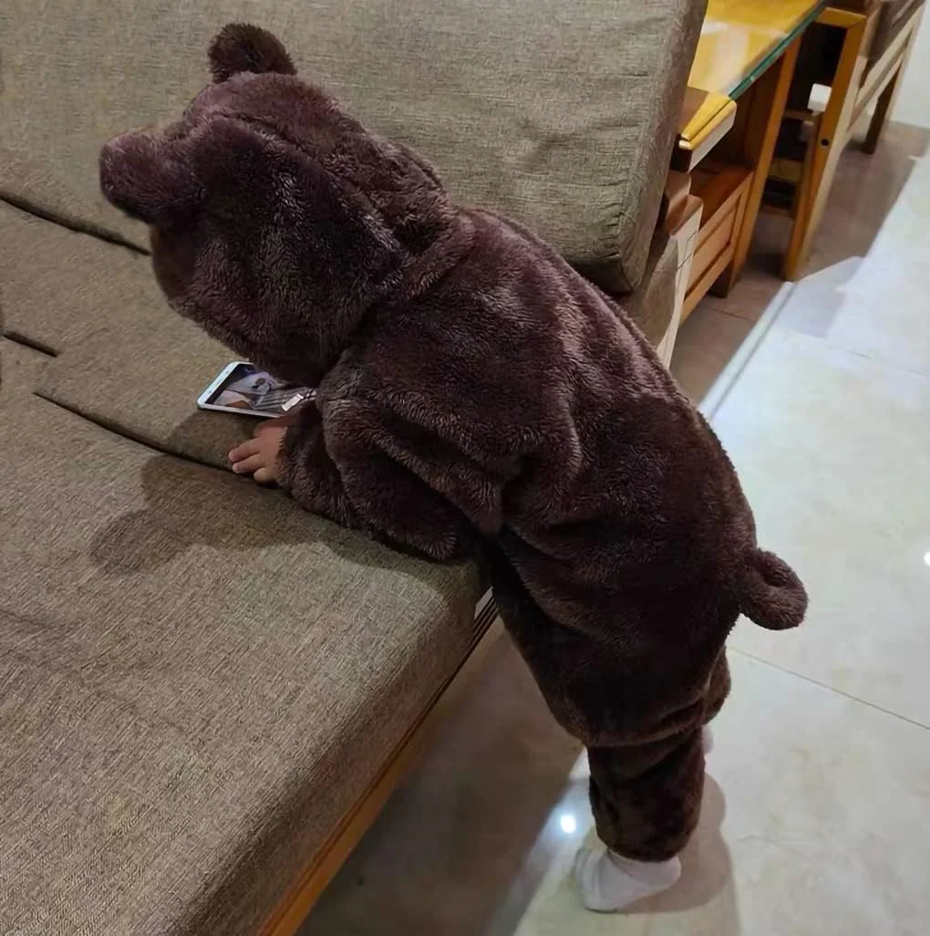 لباس سرهمی نوزادی، پشم گوسفند آستر دار، لباس گرم کلاه دار برای نوزاد