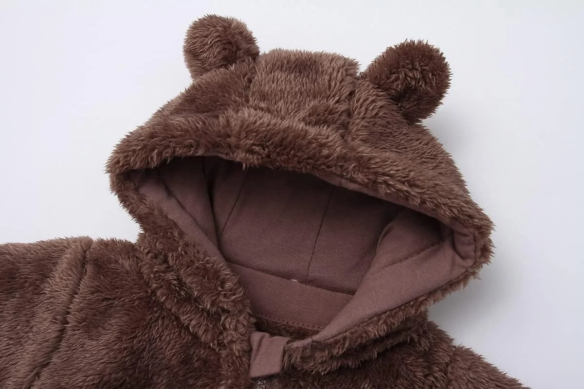 لباس سرهمی نوزادی، پشم گوسفند آستر دار، لباس گرم کلاه دار برای نوزاد