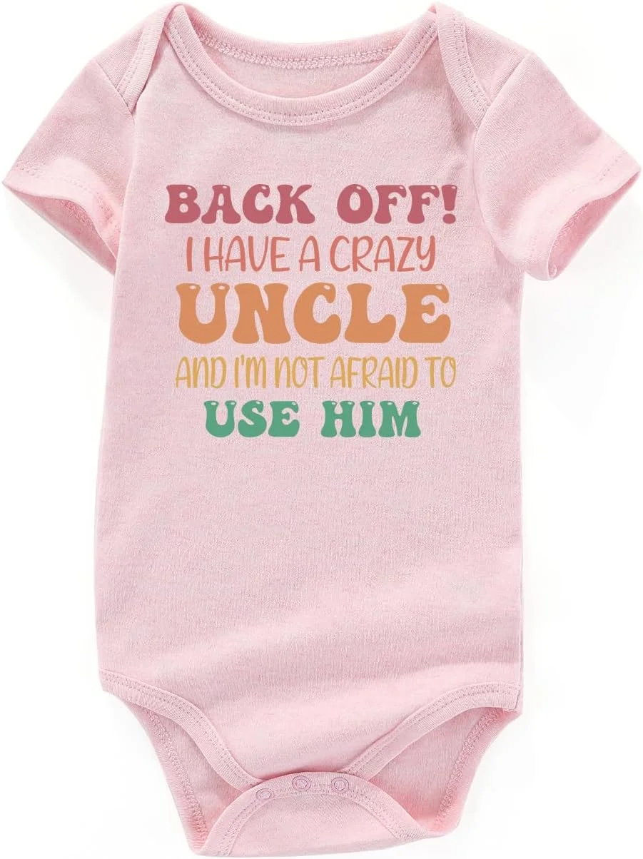 Azzwnee لباس نوزادی خنده دار با طرح "من یک عموی دیوانه دارم"، مناسب دختران، لباس سرهمی نوزادی، هدیه نوزاد