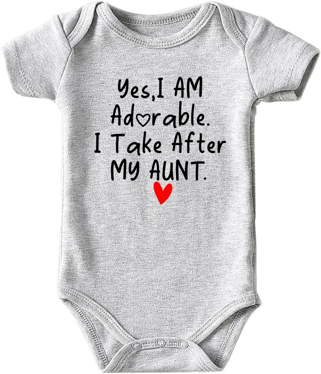 Azzwnee لباس نوزادی طرح «مثل خاله»، لباس نوزادی بامزه و اسپرت برای دختر و پسر، سایز 0-3 ماه